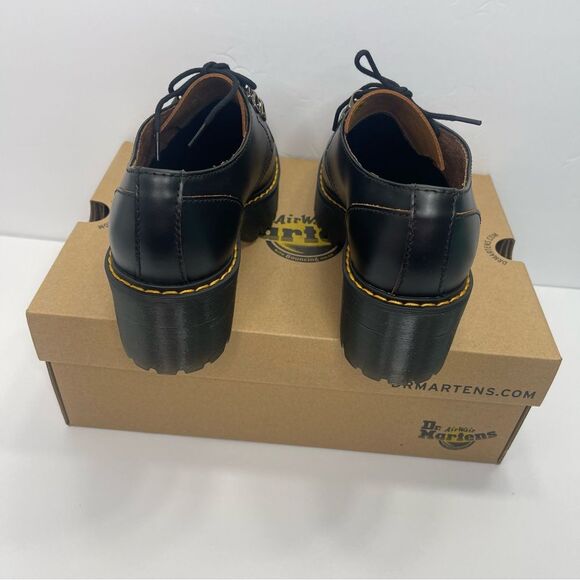 Dr. MARTENS Leona Lo Size 9 Vintage Smooth Leather Lug Sole Heeled Shoe, Black - Picture 6 of 13